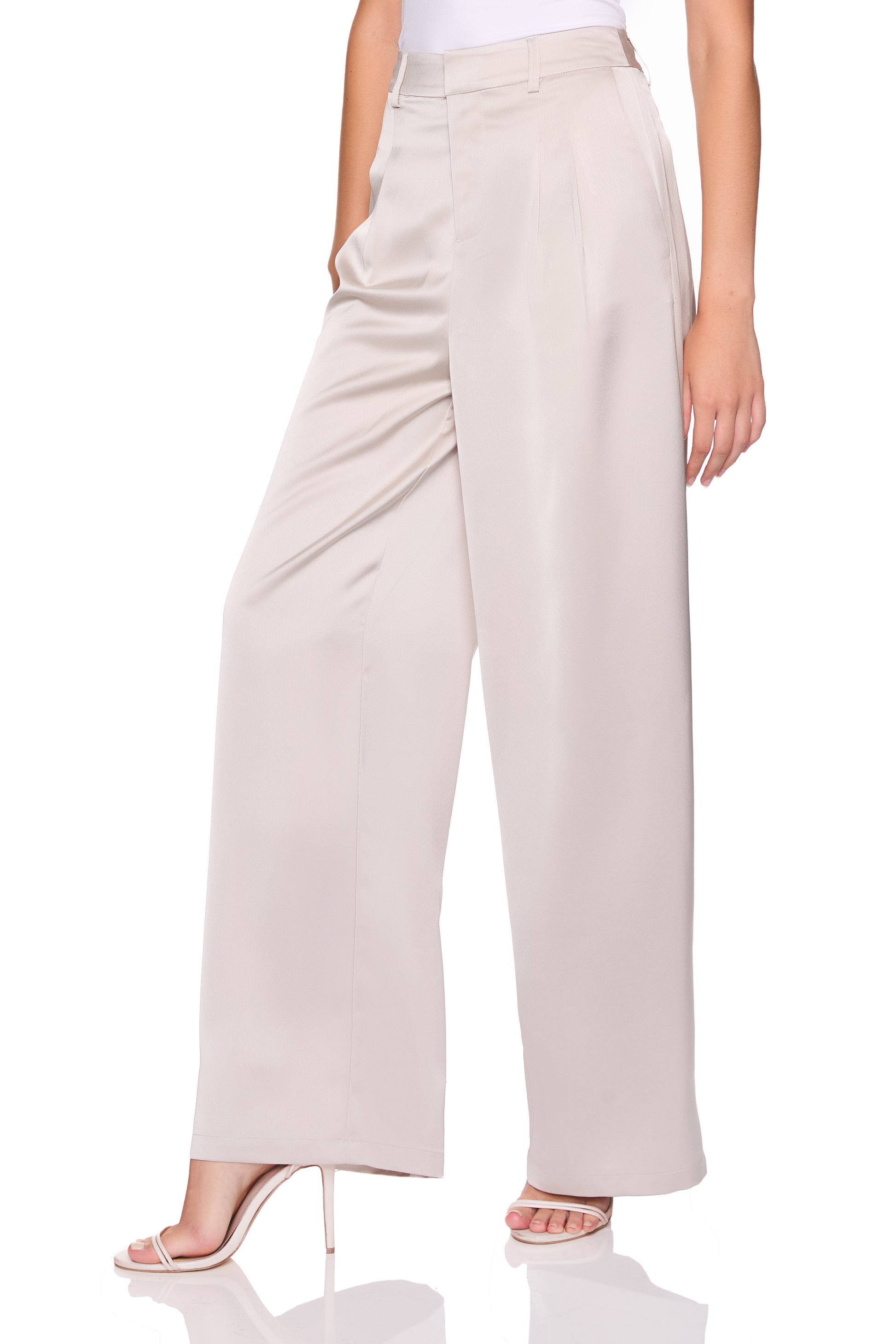 satin pleated pant 32"
