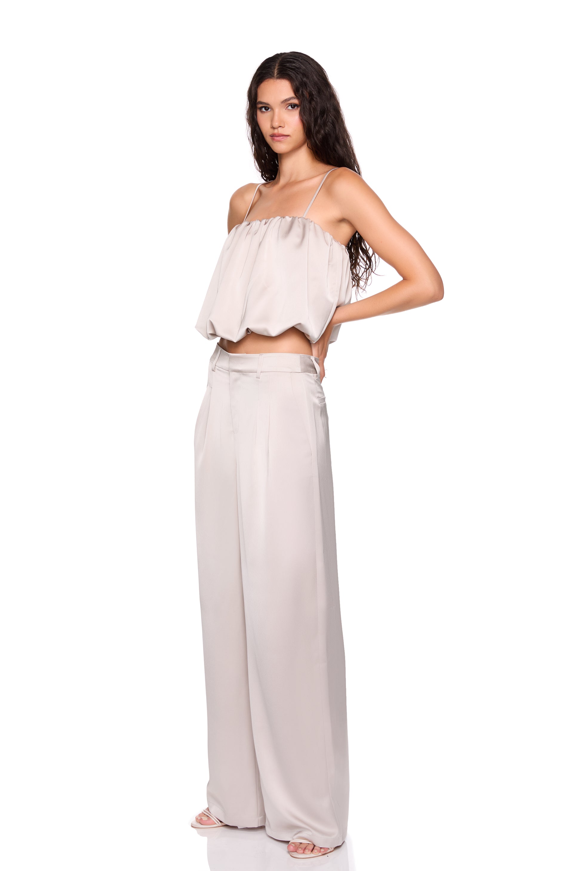 satin bubble string top 