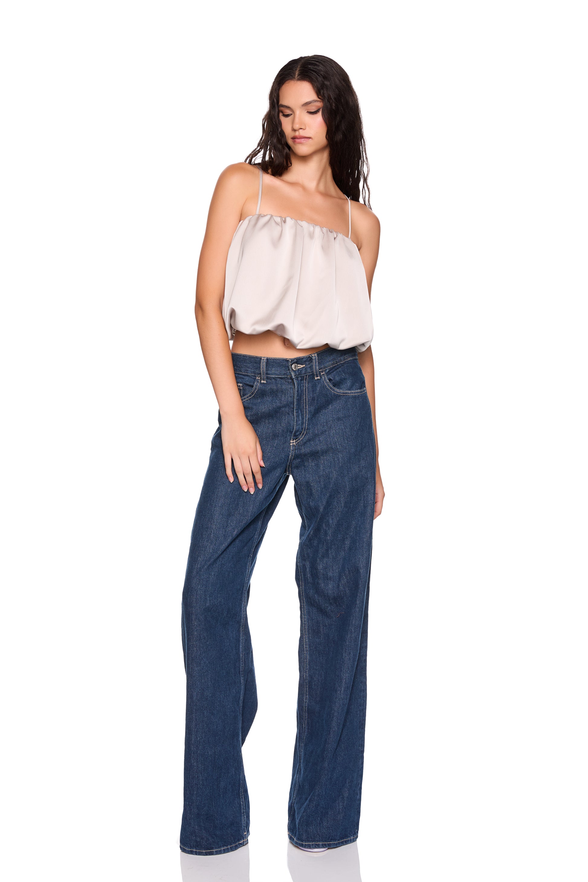 satin bubble string top 