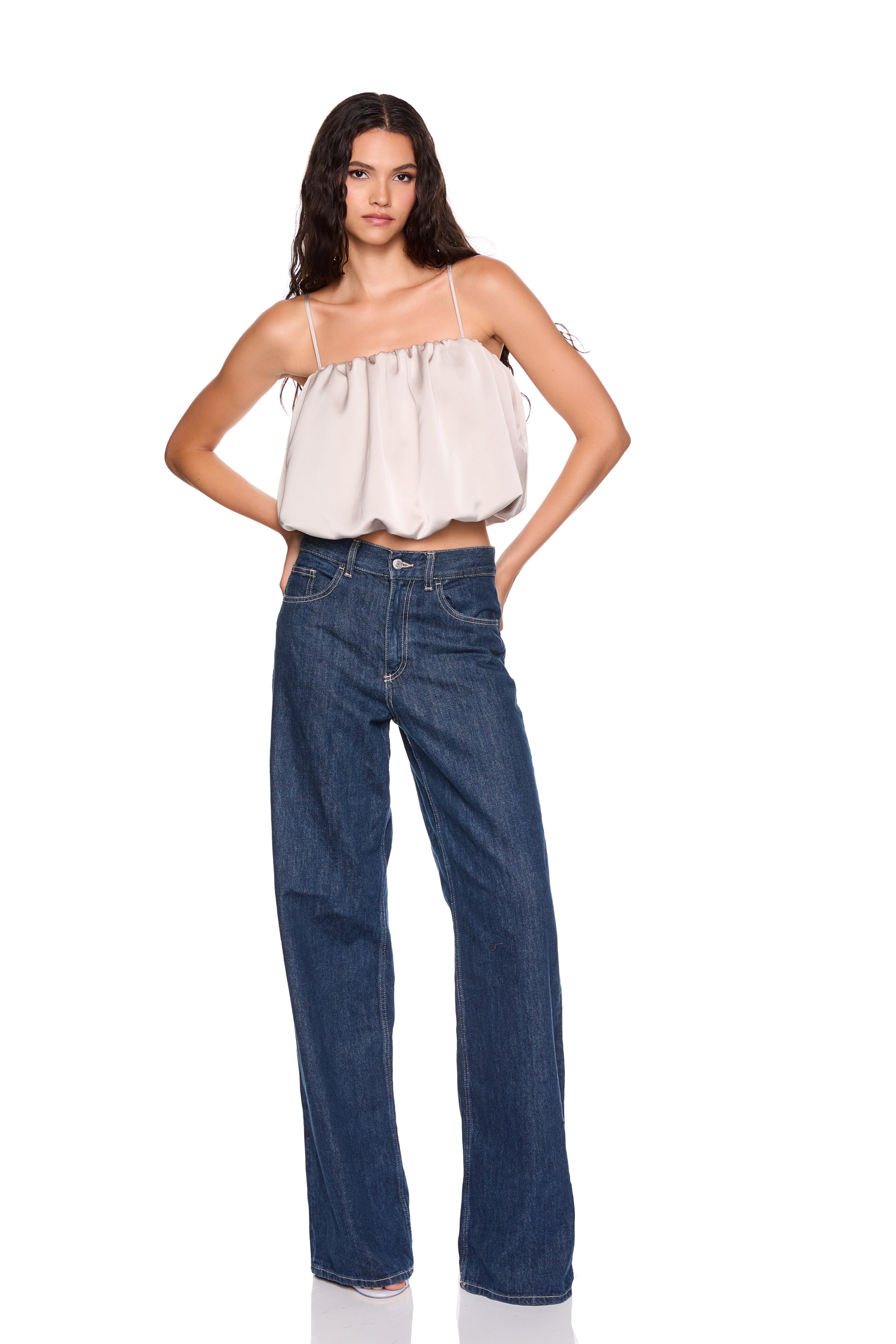 satin bubble string top 