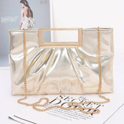 Faux Leather Metal Handle Clutch