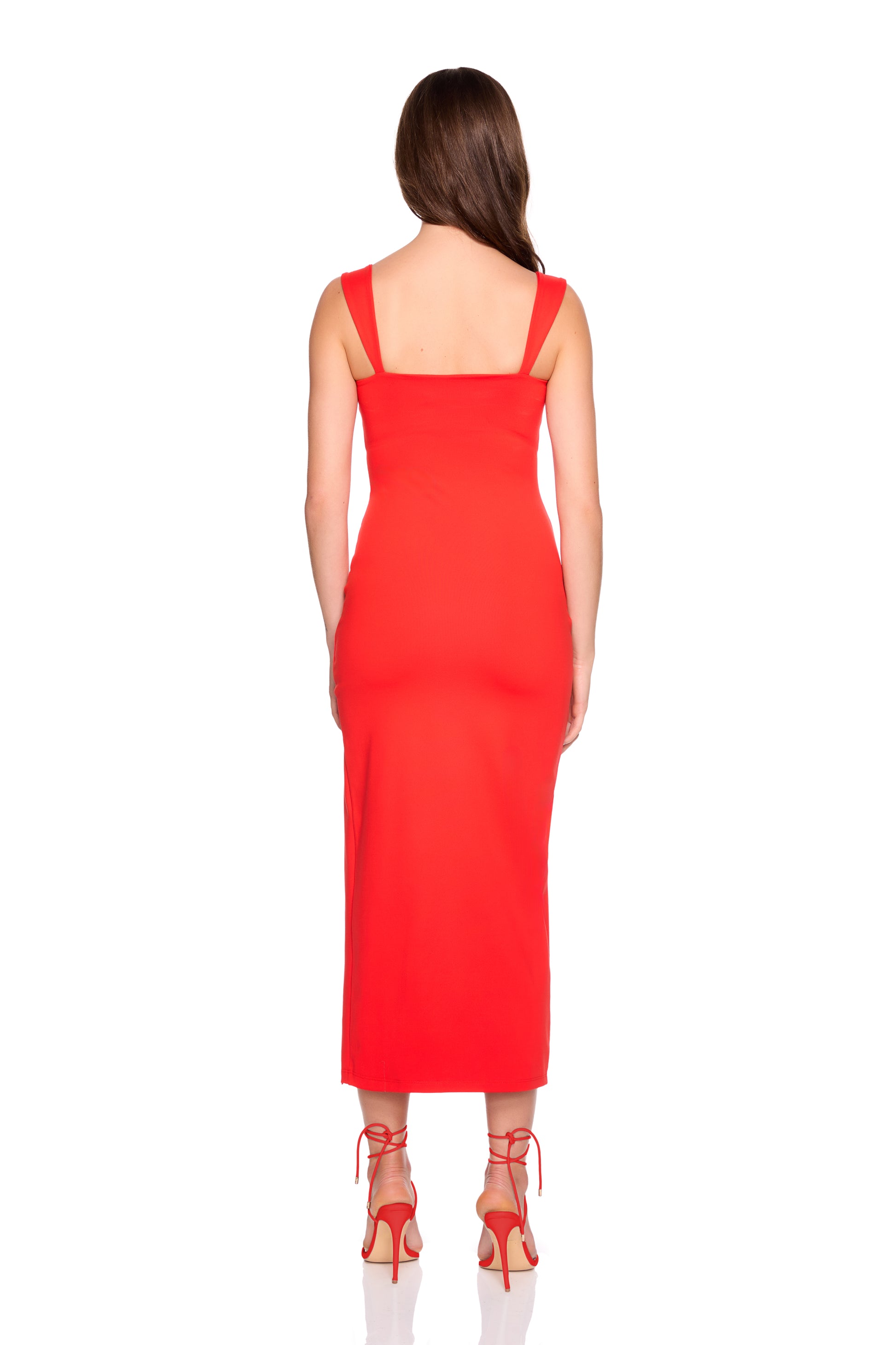 angle strap slit dress 36"