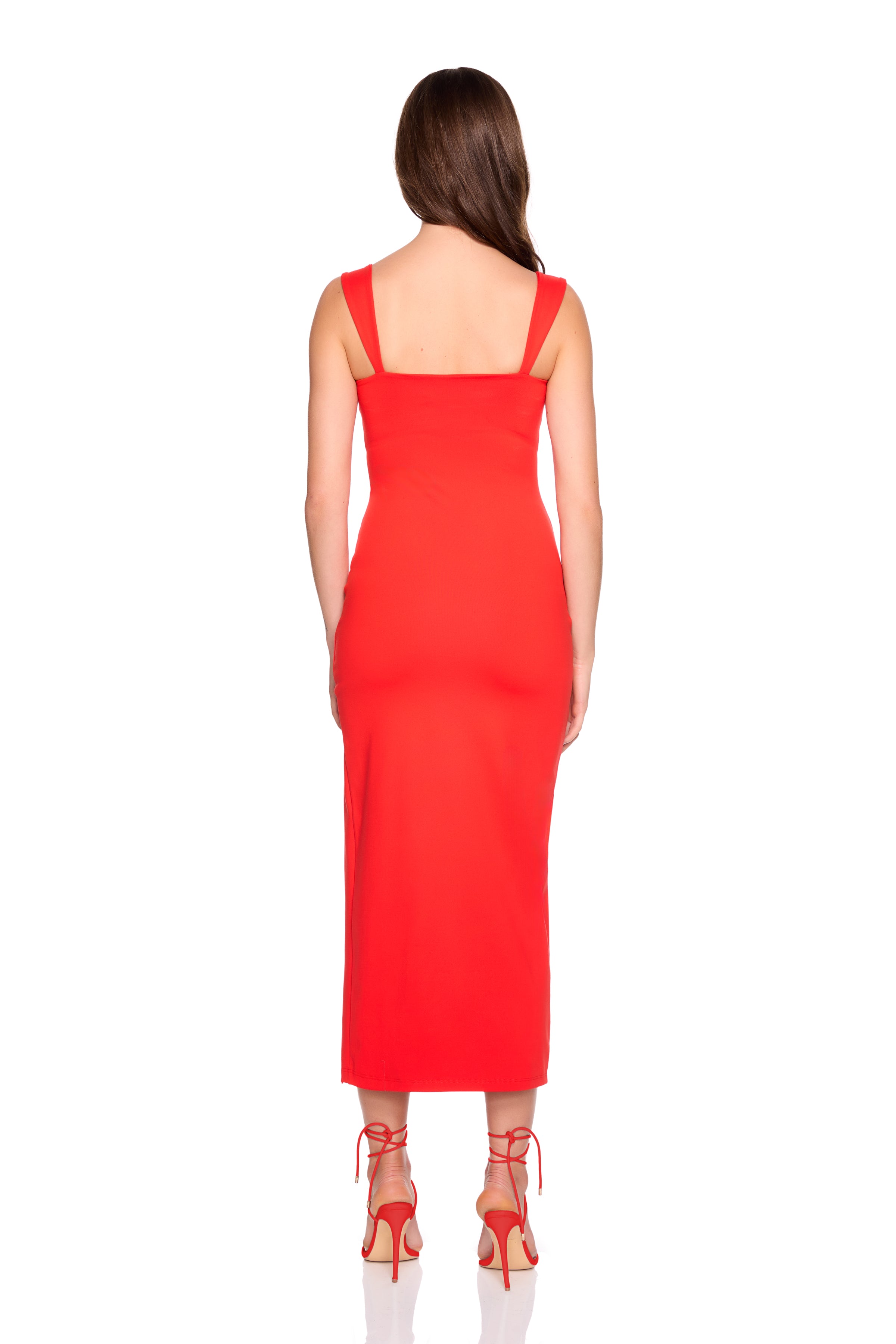 angle strap slit dress 36"