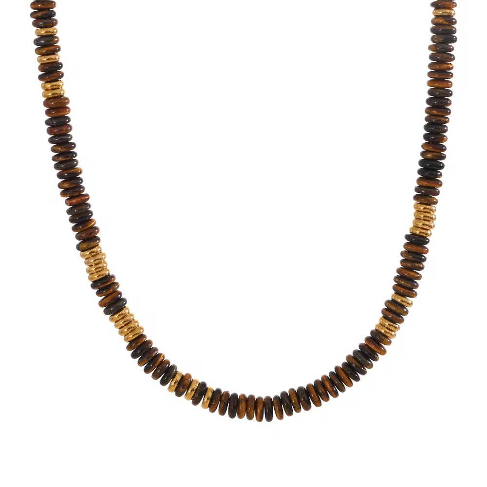 SAHIRA Tiger Eye Beaded Necklace