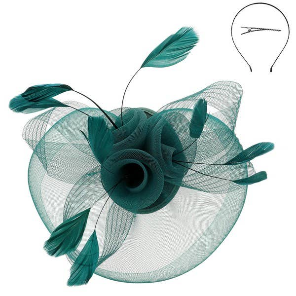 Floral Feather Fascinator on Mesh