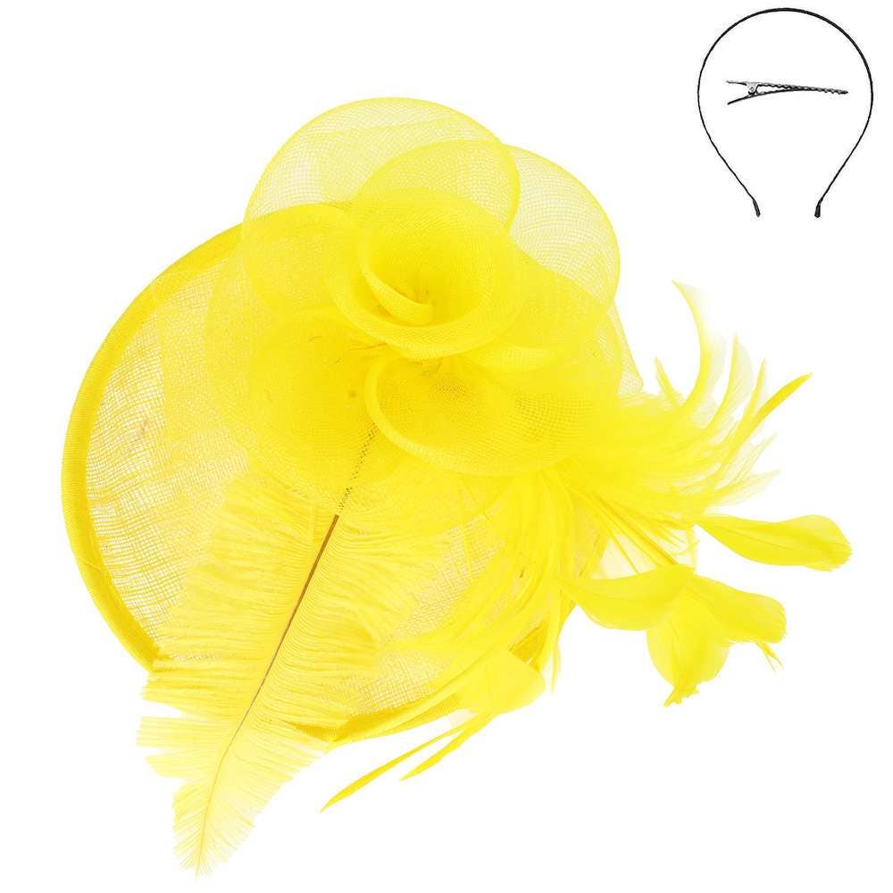 Tilted Mesh Floral Feathered Fascinator
