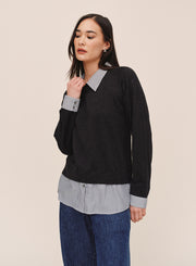 B20223-M04-304 - MIXED LAYERED SWEATER