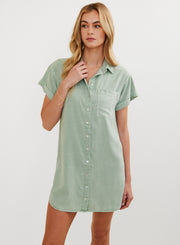 B6881-654-303 - ROLL SLEEVE POCKET SHIRT DRESS
