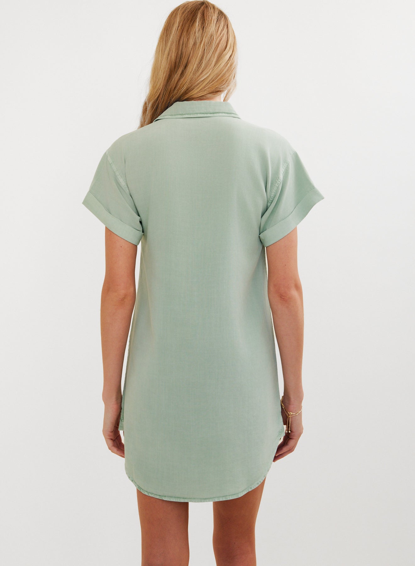 B6881-654-303 - ROLL SLEEVE POCKET SHIRT DRESS