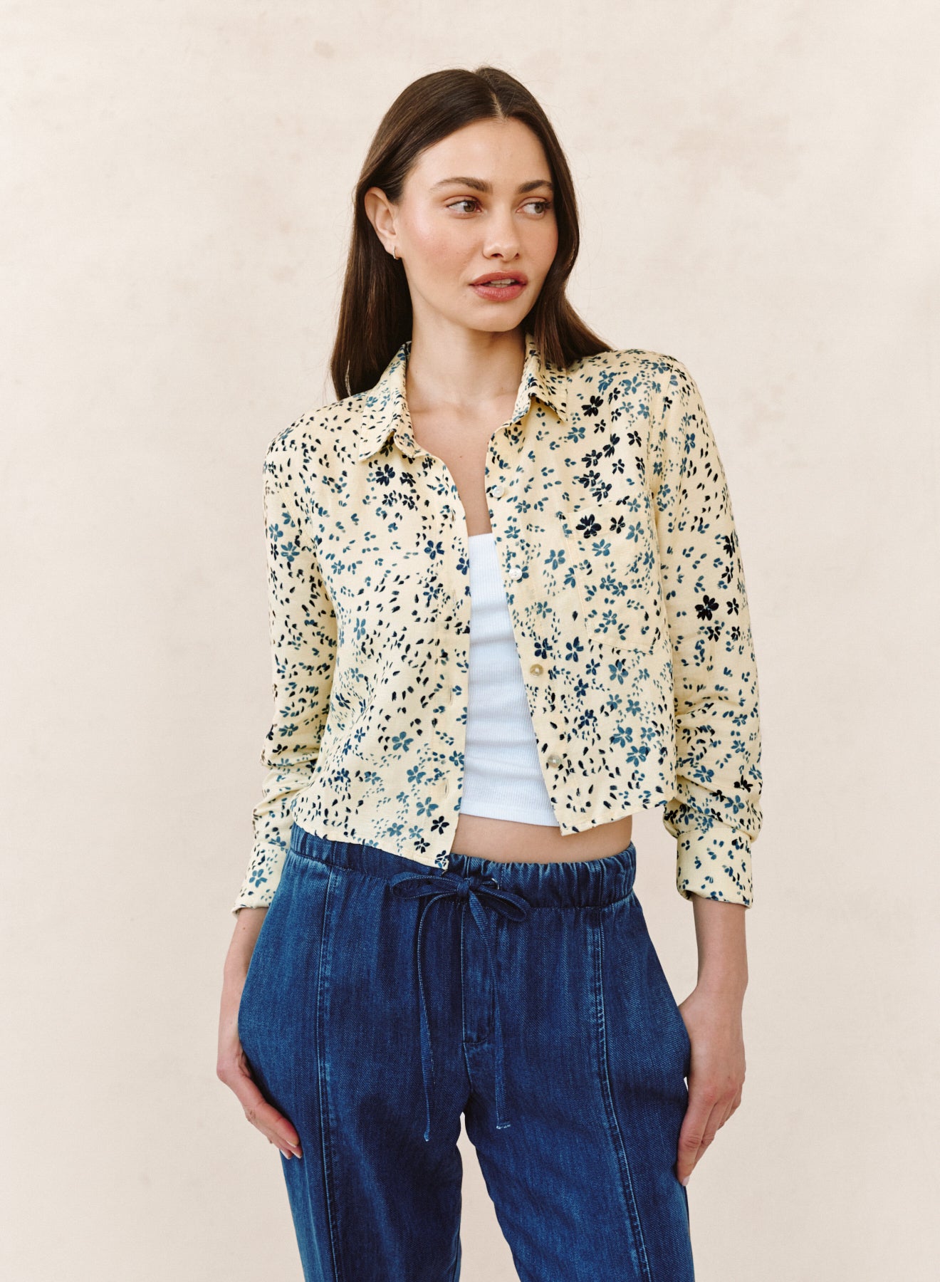 B2930-K76-304 - LONG SLEEVE CROP SHIRT