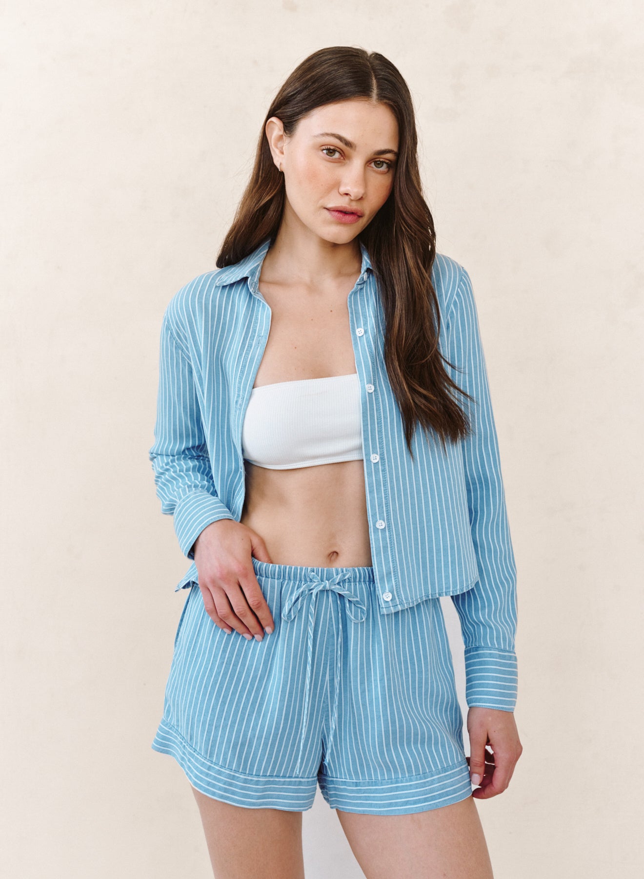B2078-K47-612 - MIXED STRIPE BUTTON DOWN SHIRT