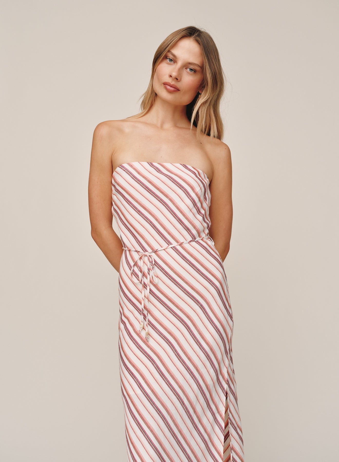 B6800-L13-304 - STRAPLESS BIAS MAXI DRESS