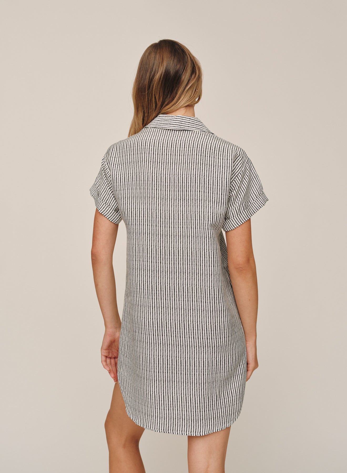 B6881-L02-304 - ROLL SLEEVE POCKET SHIRT DRESS