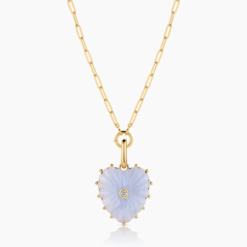 THATCH Malene Blue Lace Heart Clip Charm Necklace