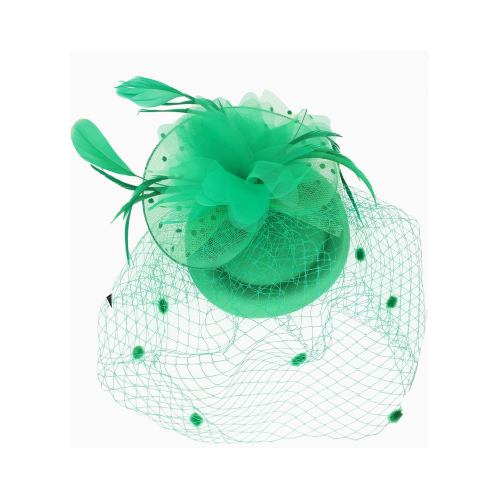 Floral Feathered Round Pillbox Fascinator