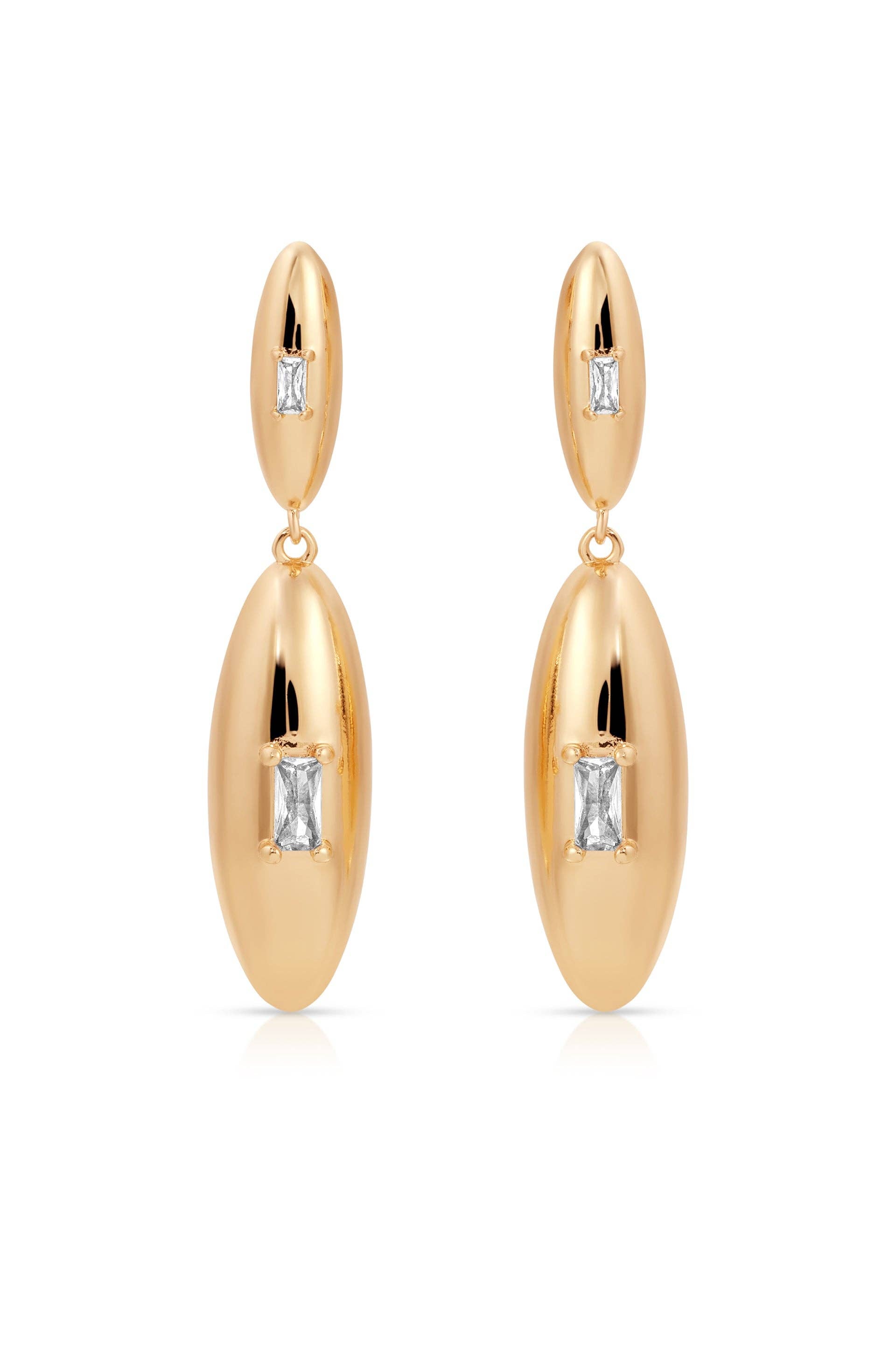 Ettika Oval Dome Double Drop Earrings