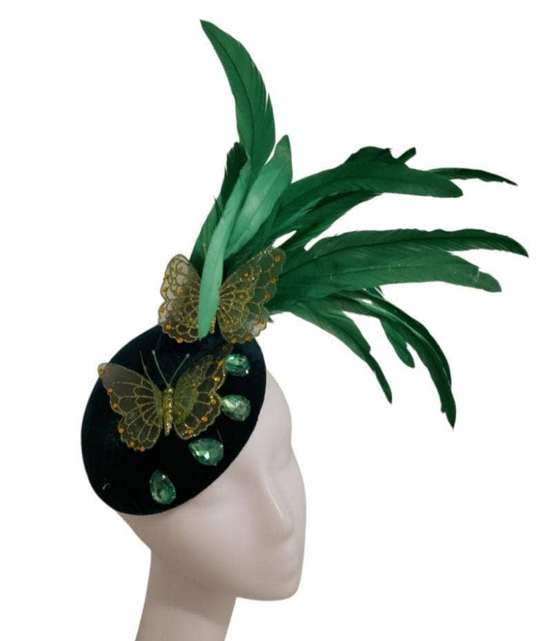 Velvet Base Butterfly Feather Fascinator