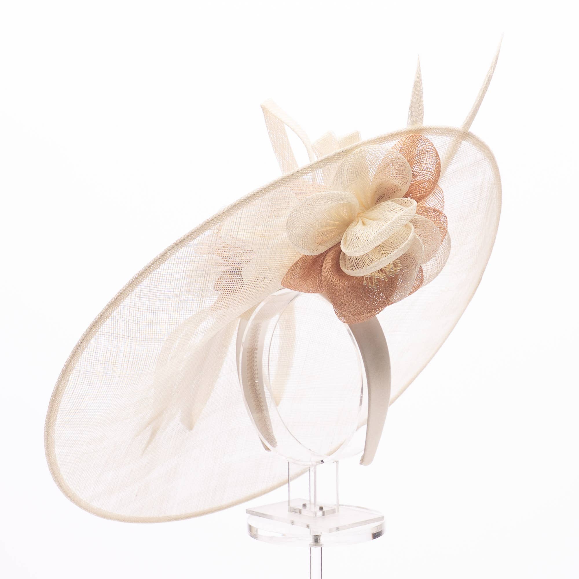 Large Sinamay Saucer w/2 Tone Flower Fascinator