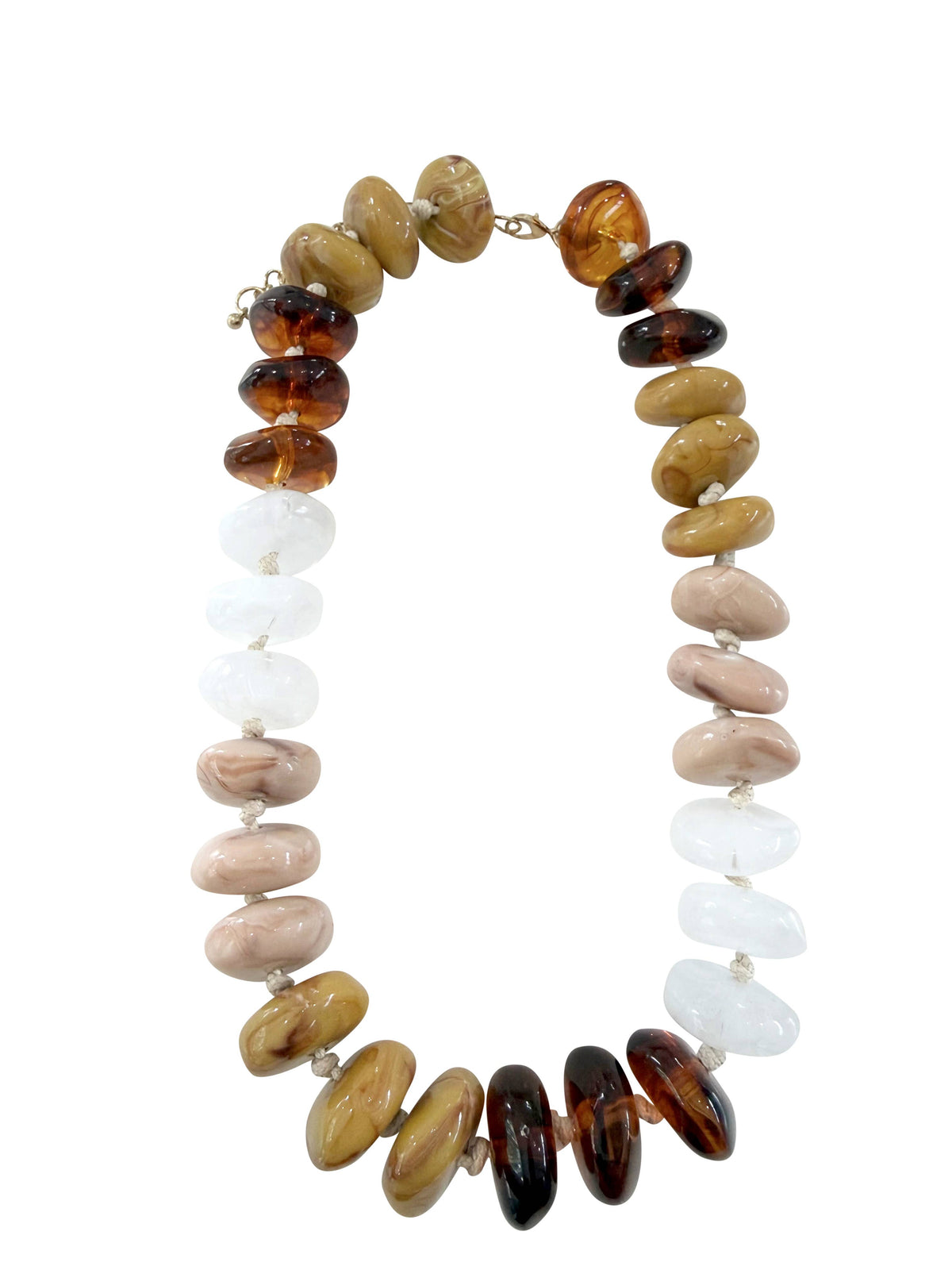 Gemelli Delray Chunky Beaded Necklace - Tan/Tortoise Mix