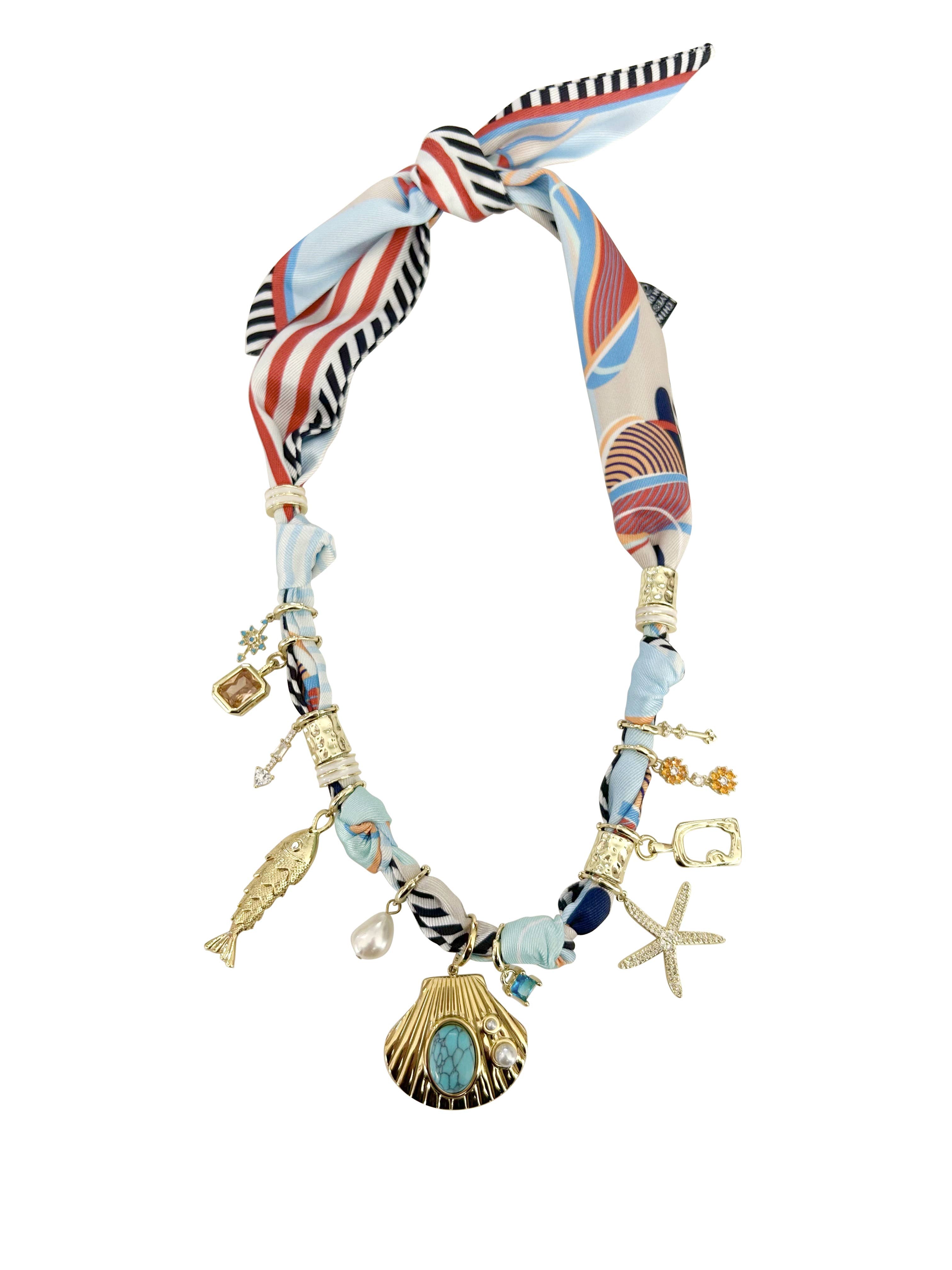 Gemelli Destin Multi Charm Scarf Necklace