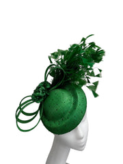 Crystal Embellished Sinamay Fascinator with Loops and Feathers