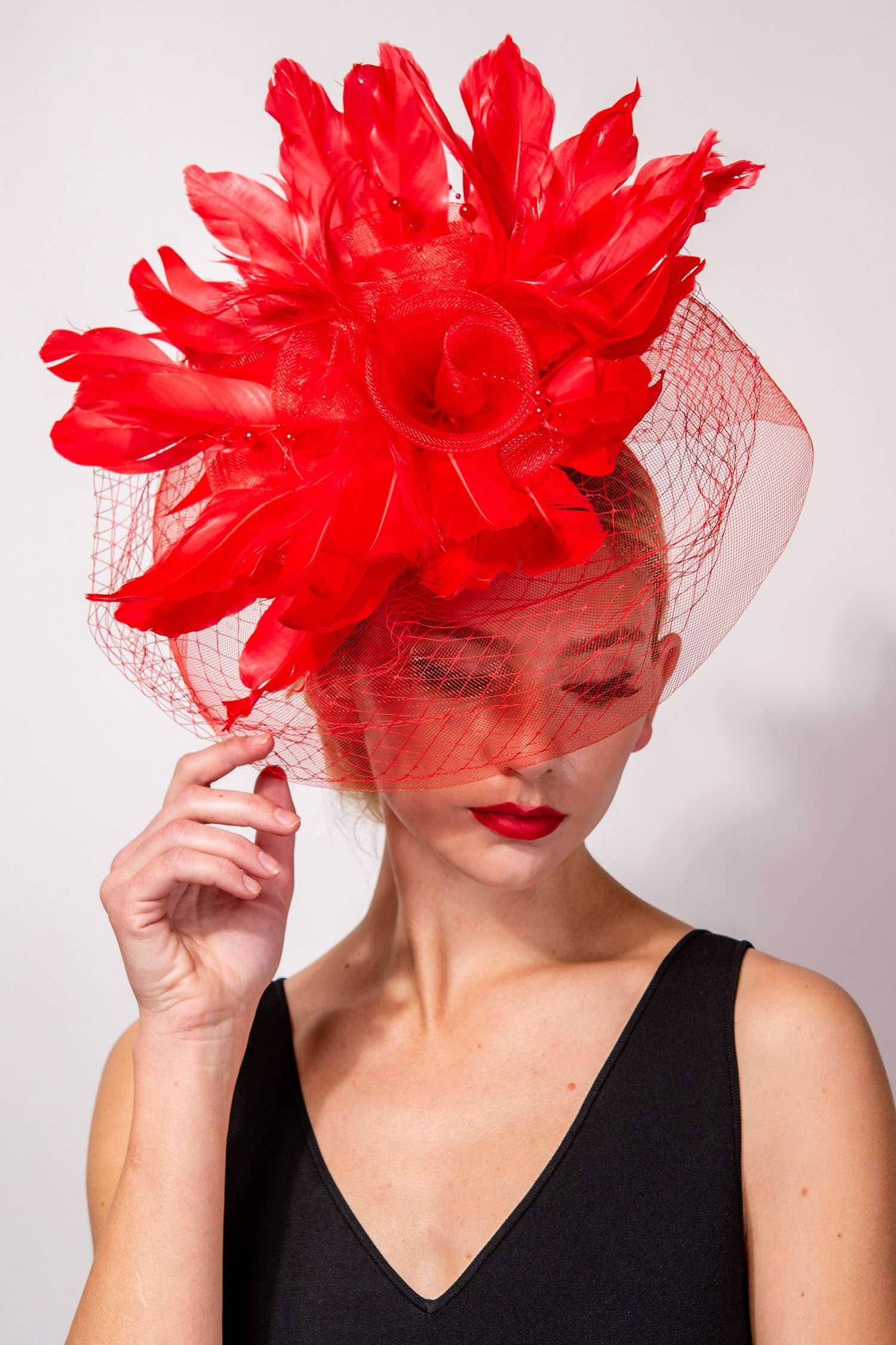 Large Floral Fascinator with Veil