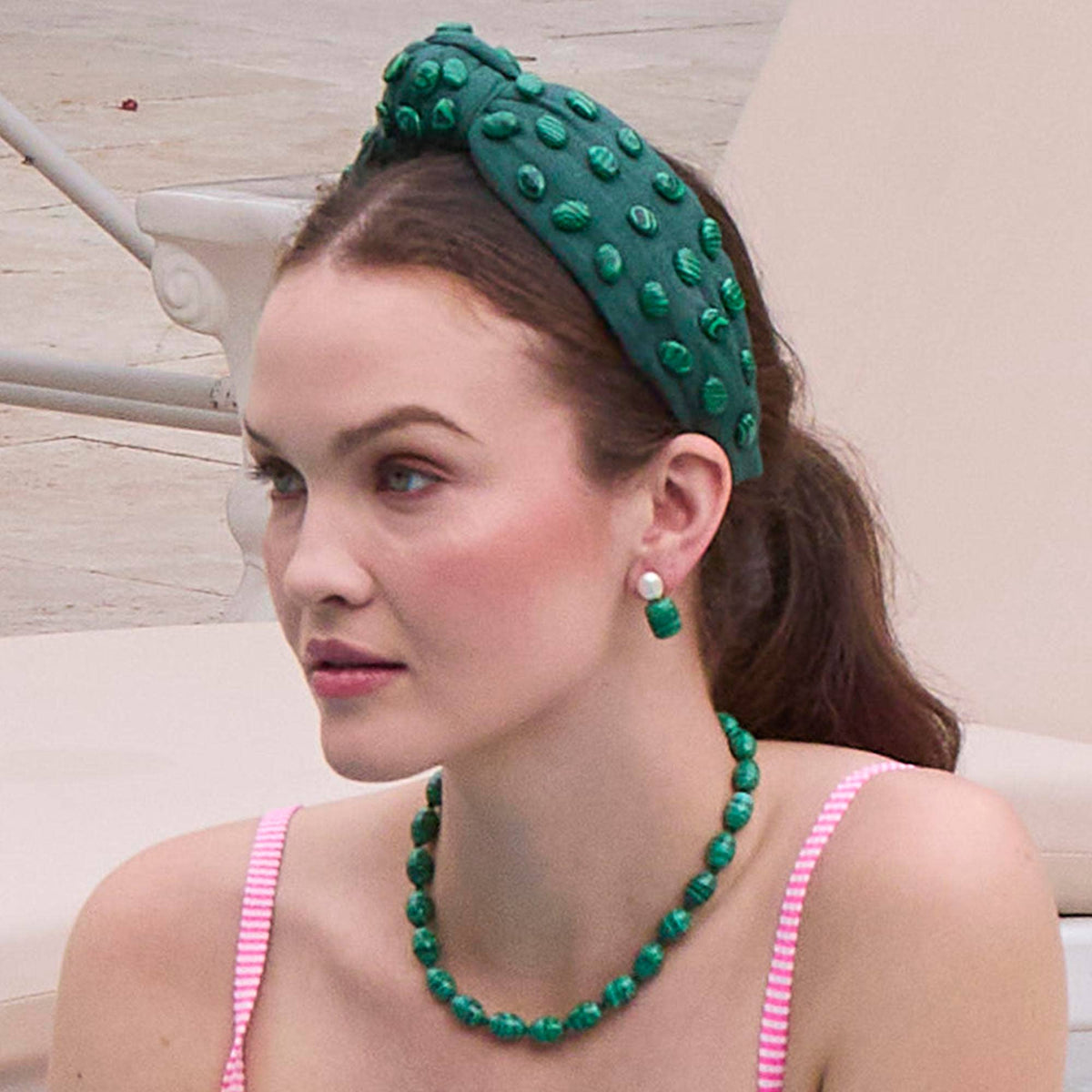 Lele Sadoughi Malachite Baroque Collar Necklace