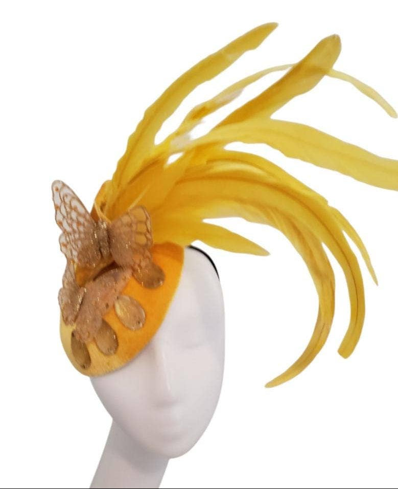 Velvet Base Butterfly Feather Fascinator