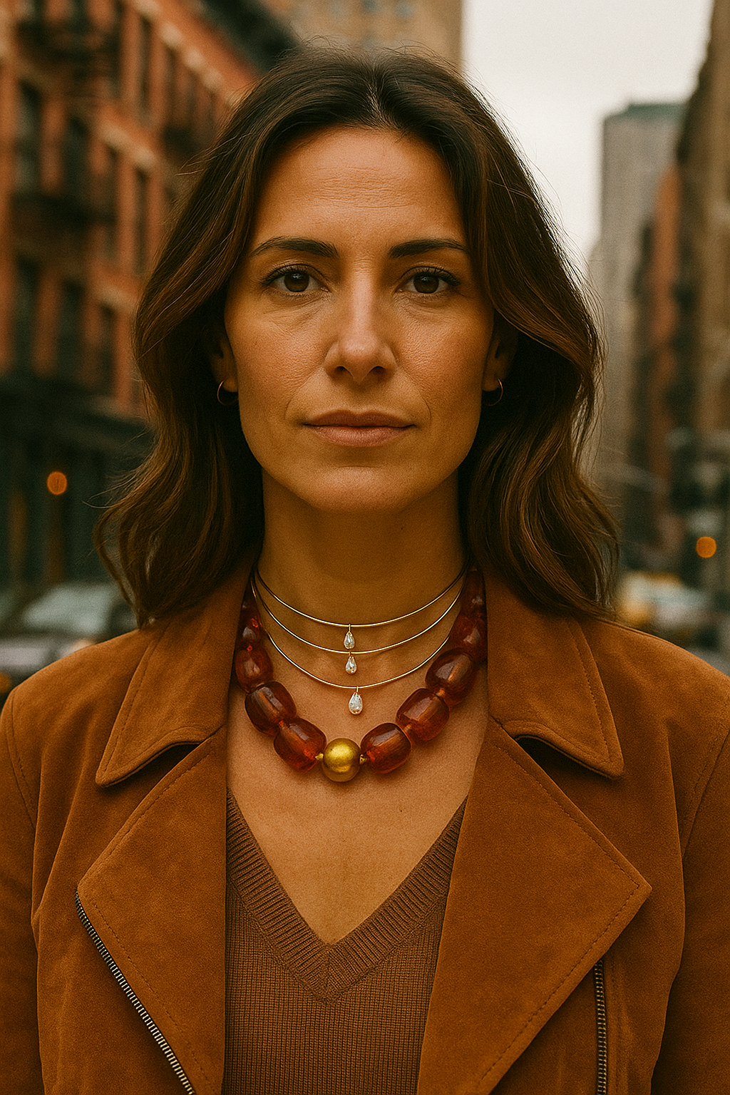 SAHIRA Pebbles Brown Beaded Necklace
