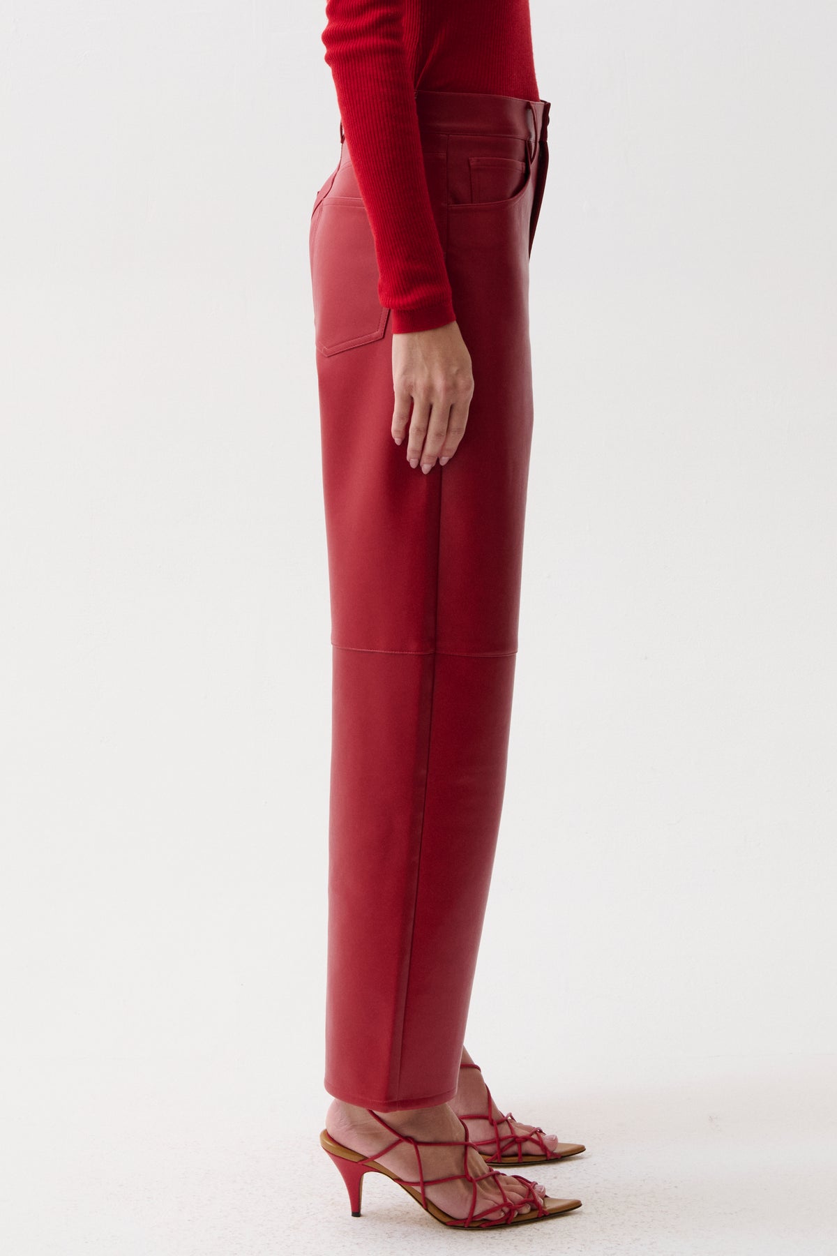 JETT ALT LEATHER HIGH RISE BOWED STRAIGHT