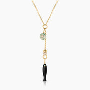 THATCH Béla Green Dot and Onyx Lariat Necklace