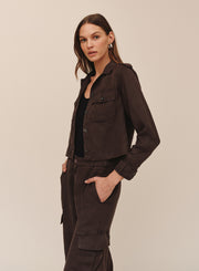 B20040-D65-303 - CROPPED UTILITY JACKET WITH FRAY HEM