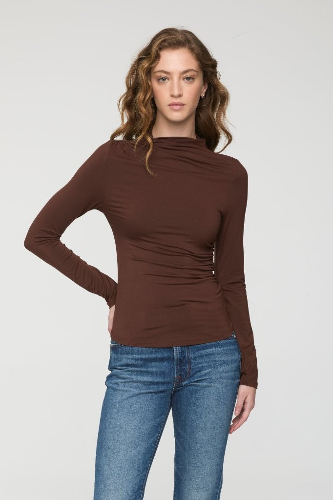 NATHALIA LONG SLEEVE DRAPED MOCK NECK