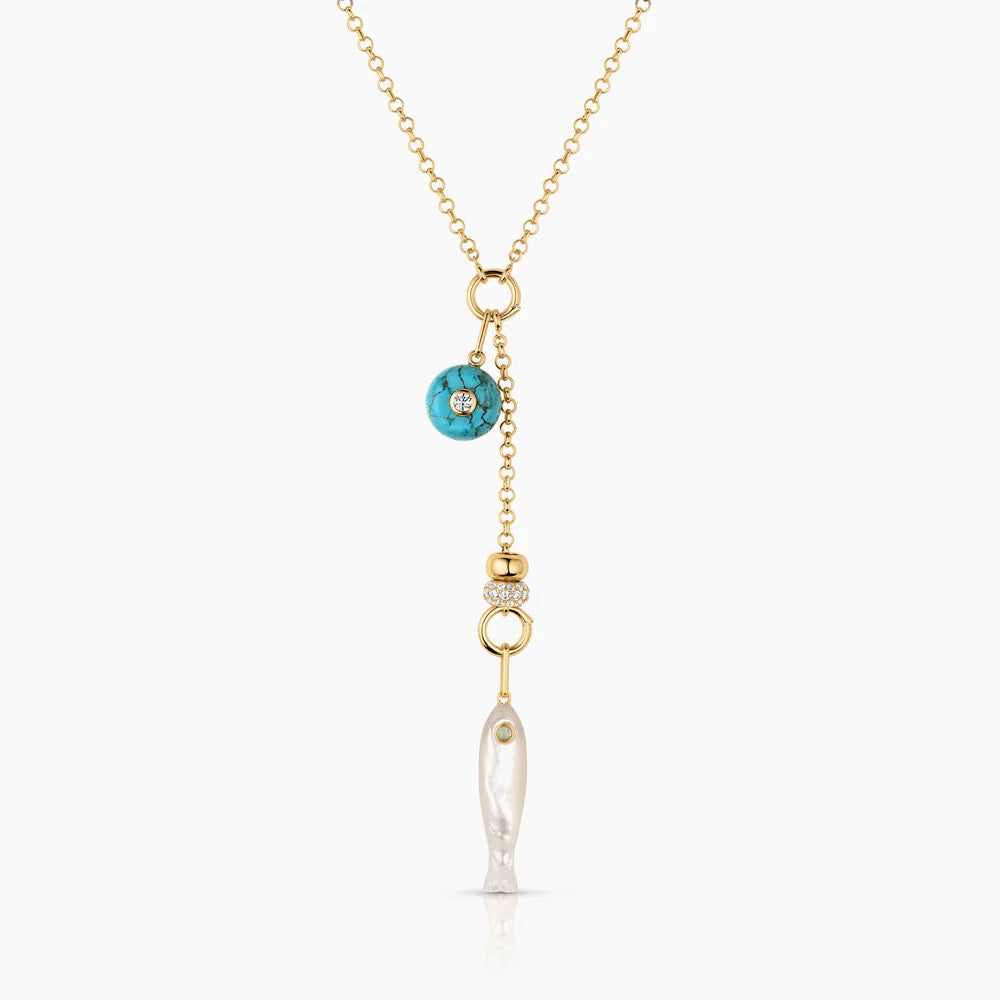 THATCH Bela Howlite & Mother of Pearl Lariat Necklace