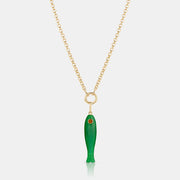 THATCH Fortuna Green Jade Fish Necklace