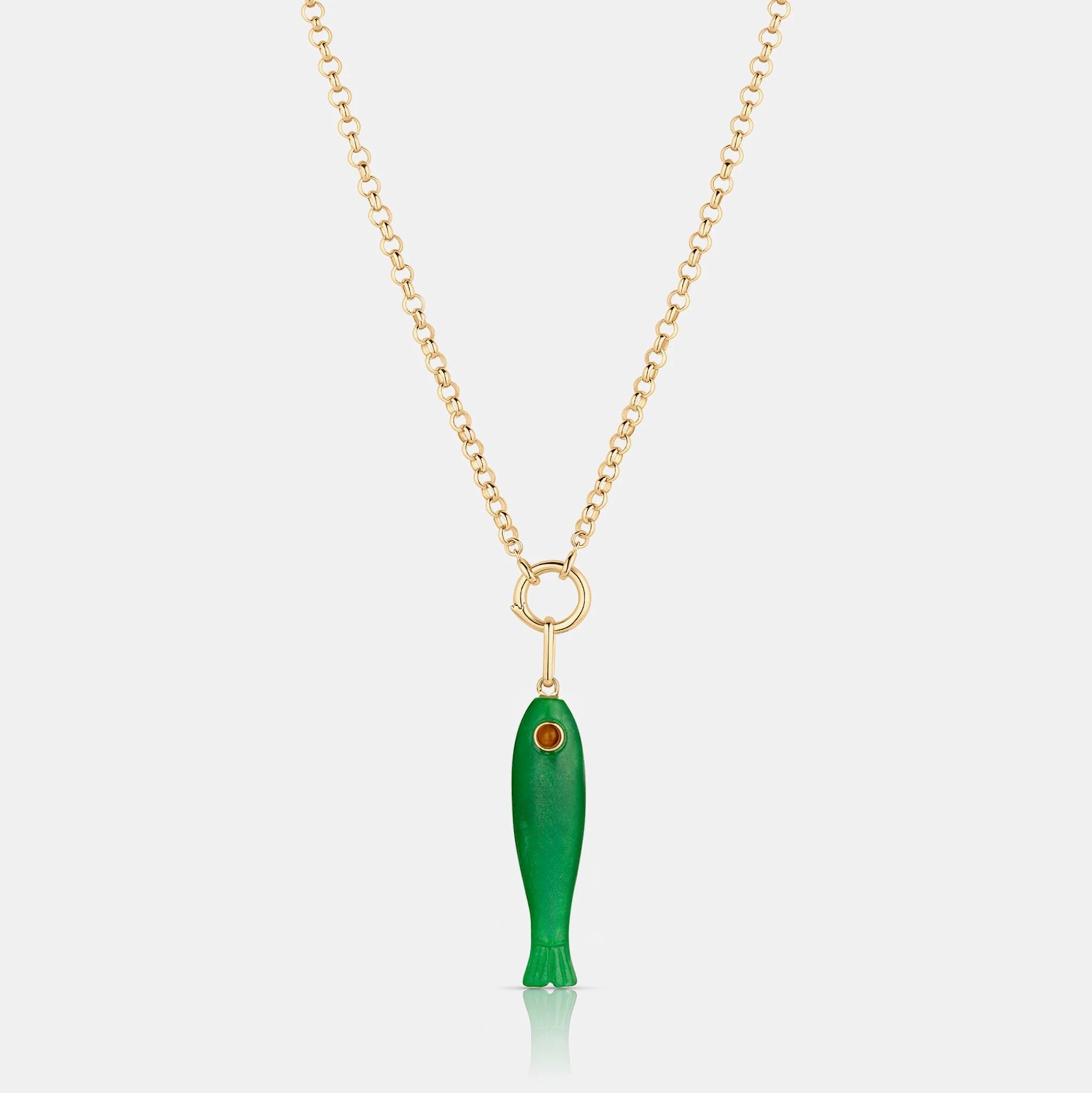 THATCH Fortuna Green Jade Fish Necklace