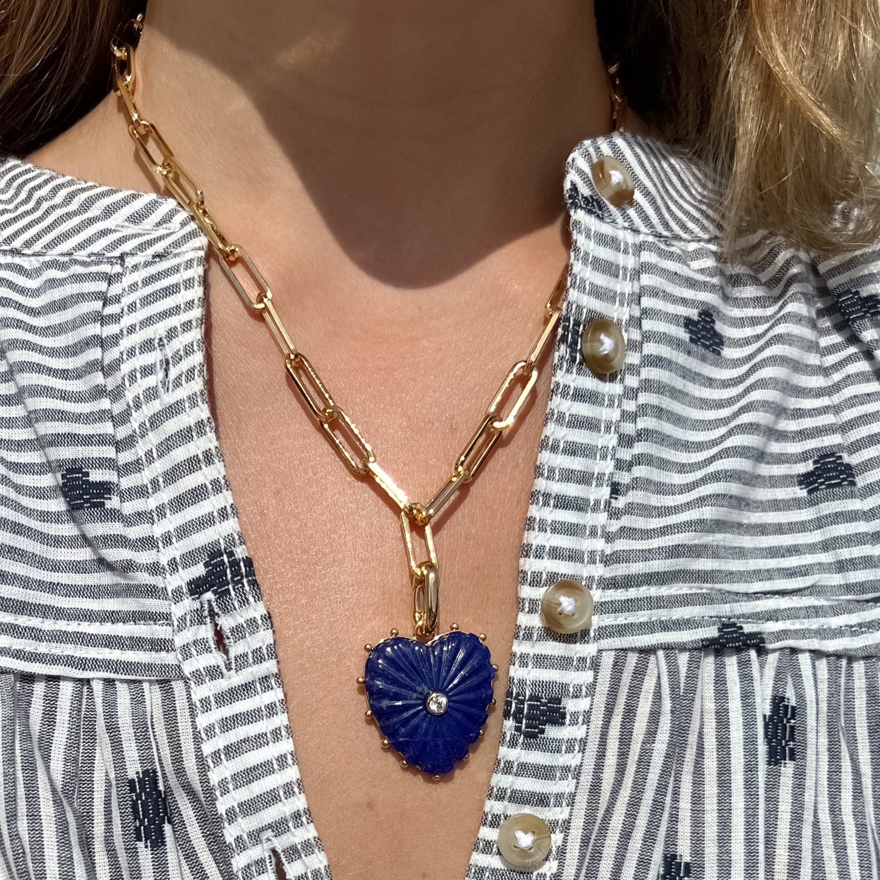 THATCH Malene Lapis Heart Clip Necklace