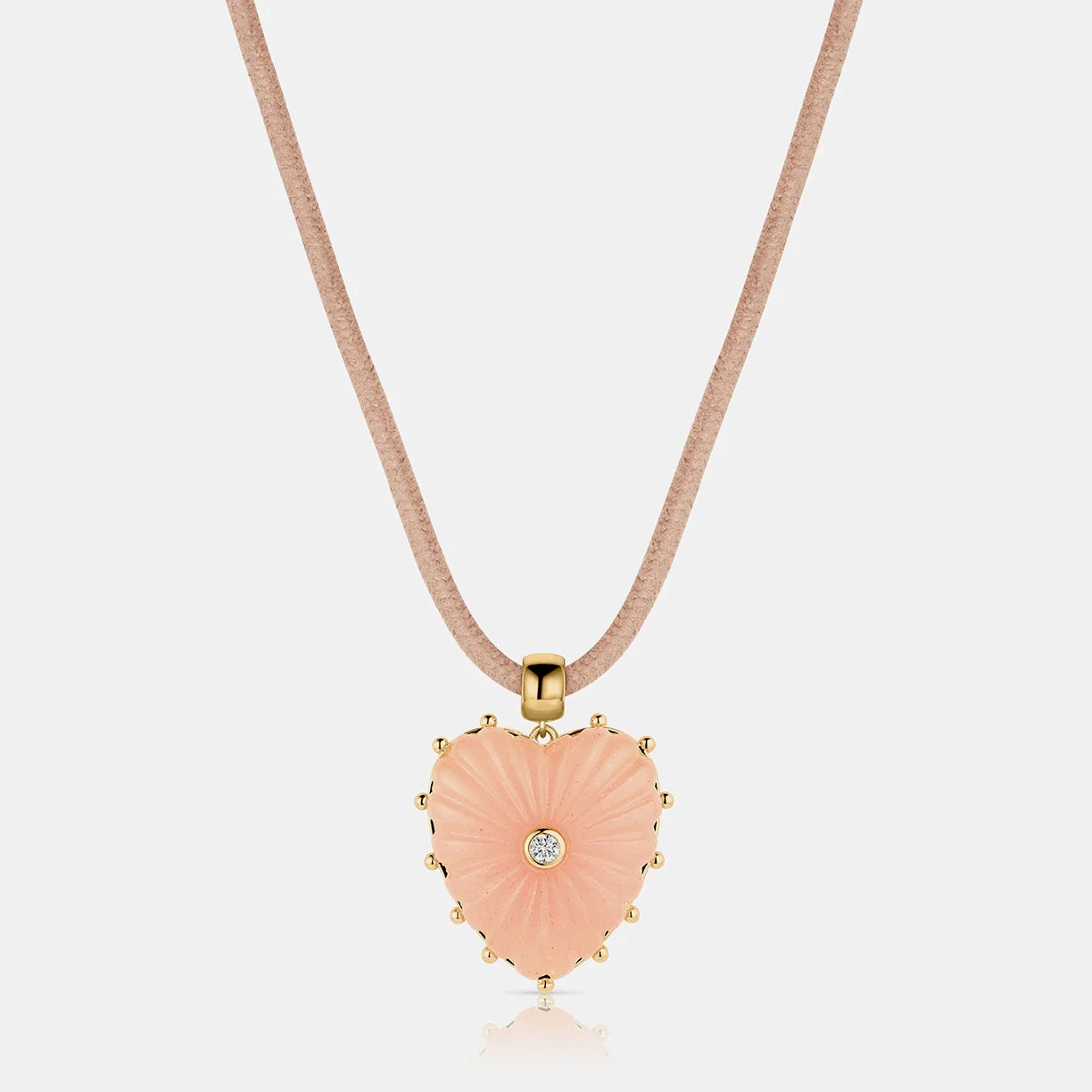 THATCH Malene Pink Jade Heart Bail Leather Cord Necklace