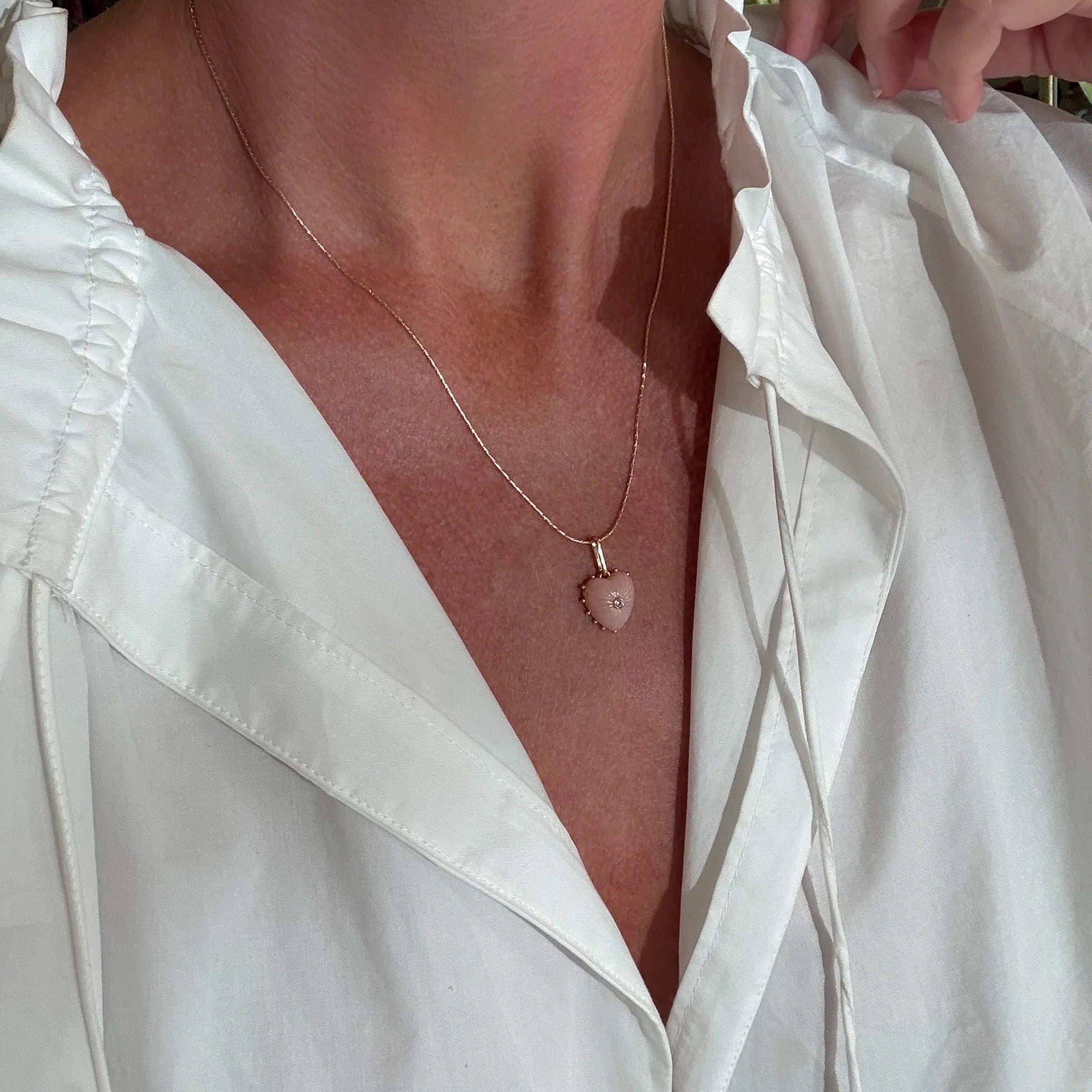 THATCH Isabel Pink Jade Heart Necklace