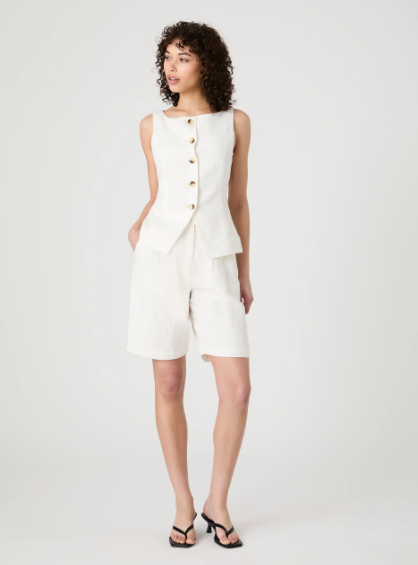 French Connection Birdie Linen Waist Coat Top
