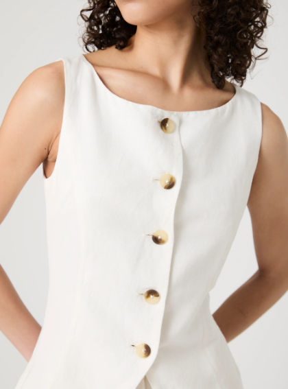 French Connection Birdie Linen Waist Coat Top