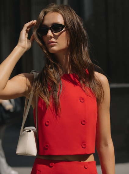 French Connection Azra Twill Double Breasted Top
