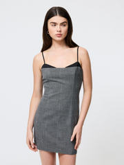 French Connection Owen Plaid Satin Peekaboo Dress