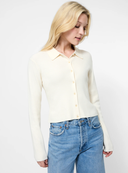 French Connection Cosysoft Button Down Long Sleeve Top