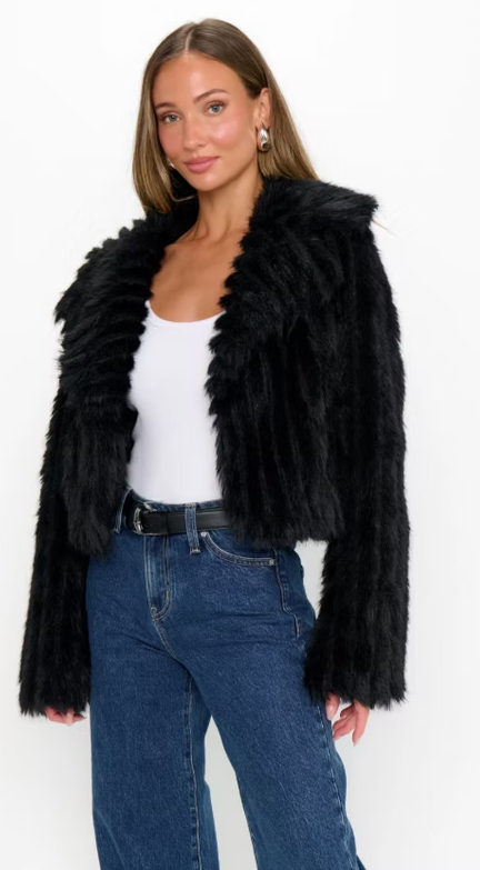 Show Me Your Mumu Salt Lake City Cropped Faux Fur Jacket