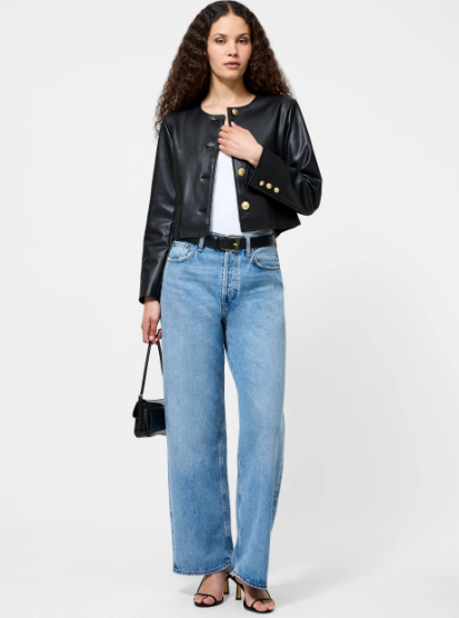 French Connection Dessa Faux Leather Cropped Jacket