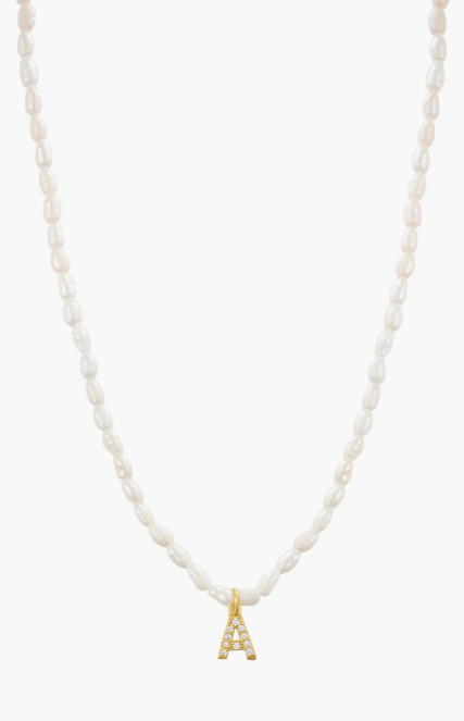 St. Moran Fresh Water Pearl Nina Initial Necklace
