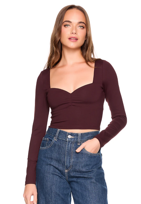Susana Monaco Sweetheart Long Sleeve Top