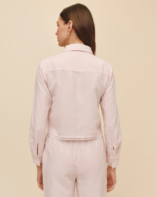 Bella Dahl Long Sleeve Cropped Shirt With Trim