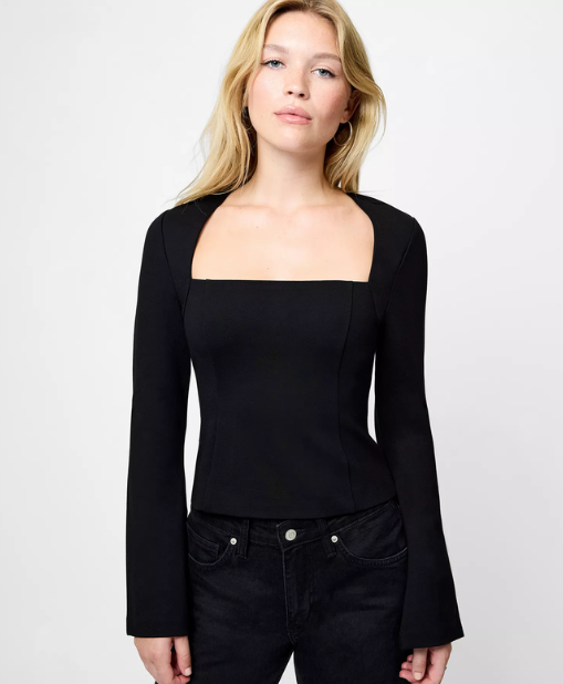 French Connection Cleo Ponte Longsleeve Fitted Top